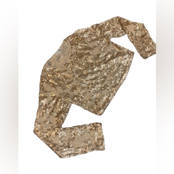 FASHION NOVA Gold mesh shirt with gold sequins - Picture 2 of 4